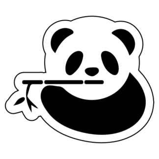 Panda Eating Bamboo Sticker (Black)